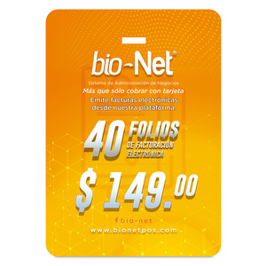 TARJETA DE FACTURA ELECTRÓNICA BIONET (40 FOLIOS) TARJETA DE FACTURA ELECTRÓNICA BIONET (40 FOLIOS)
