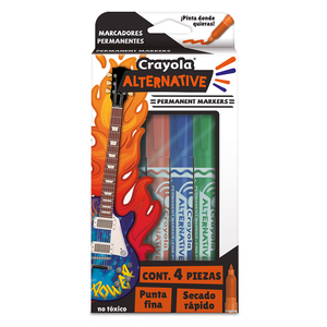Marcadores Permanentes Crayola Alternative / Punta Fina / 4 piezas