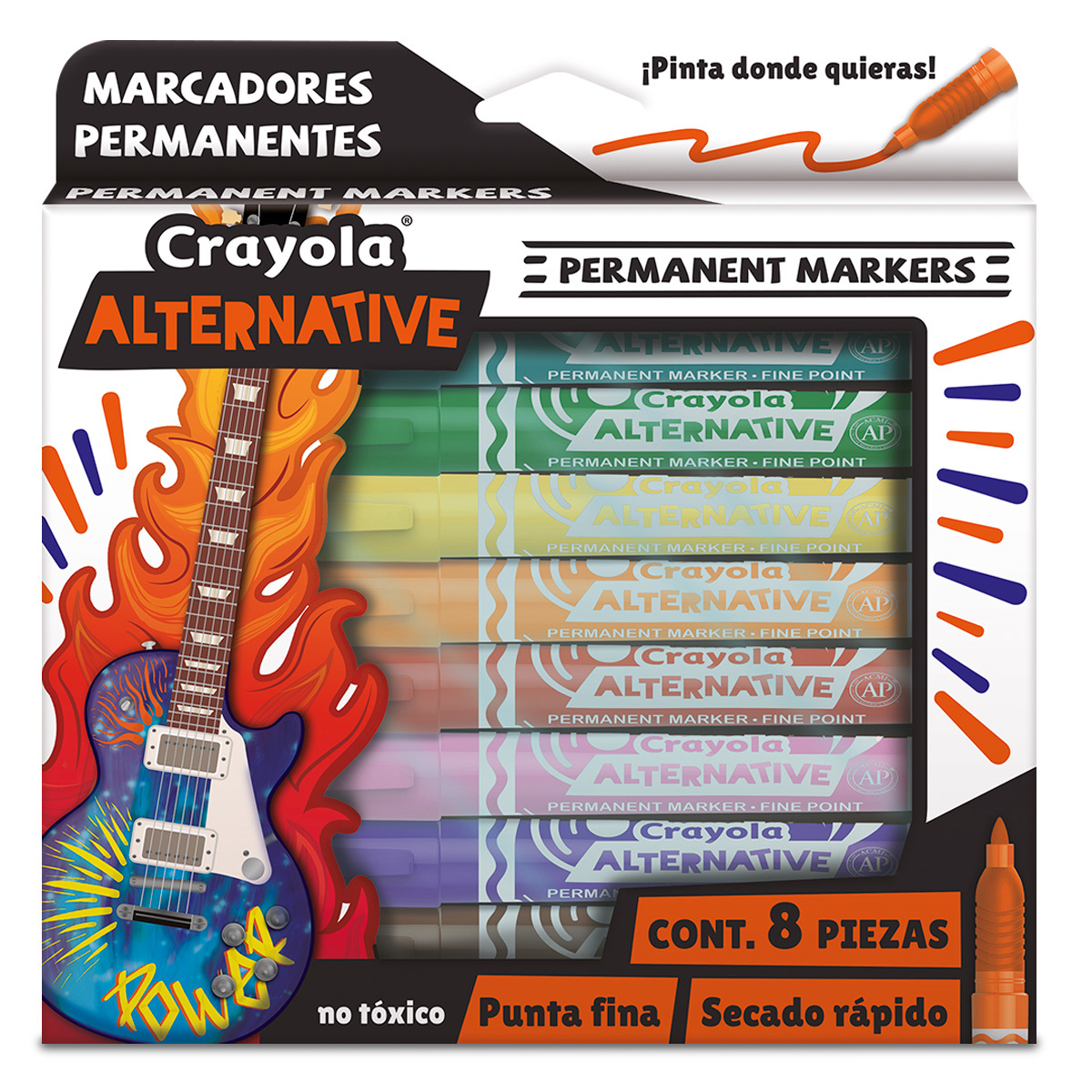 Marcadores Permanentes Crayola Alternative / Punta Fina / 8 piezas
