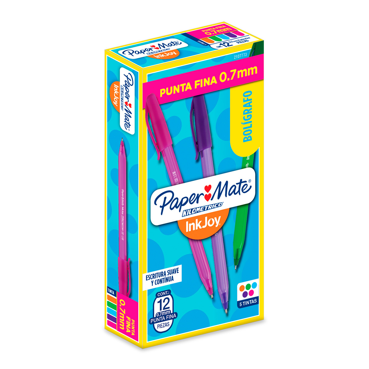 Plumas Paper Mate Kilométrico InkJoy / Punto fino / Tinta colores surtidos / 12 piezas