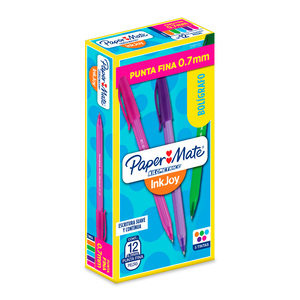 Plumas Paper Mate Kilométrico InkJoy / Punto fino / Tinta colores surtidos / 12 piezas