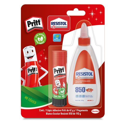 Lápiz Adhesivo Pritt 42 gr más Resistol Blanco 850 110 gr