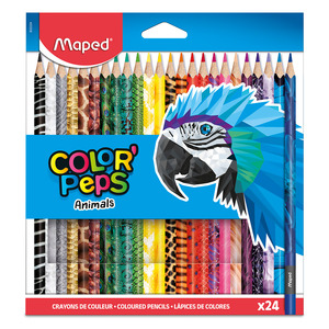 Lápices de Colores Triangulares Maped Color Peps Animals / 24 piezas Lápices de Colores Triangulares Maped Color Peps Animals / 24 piezas